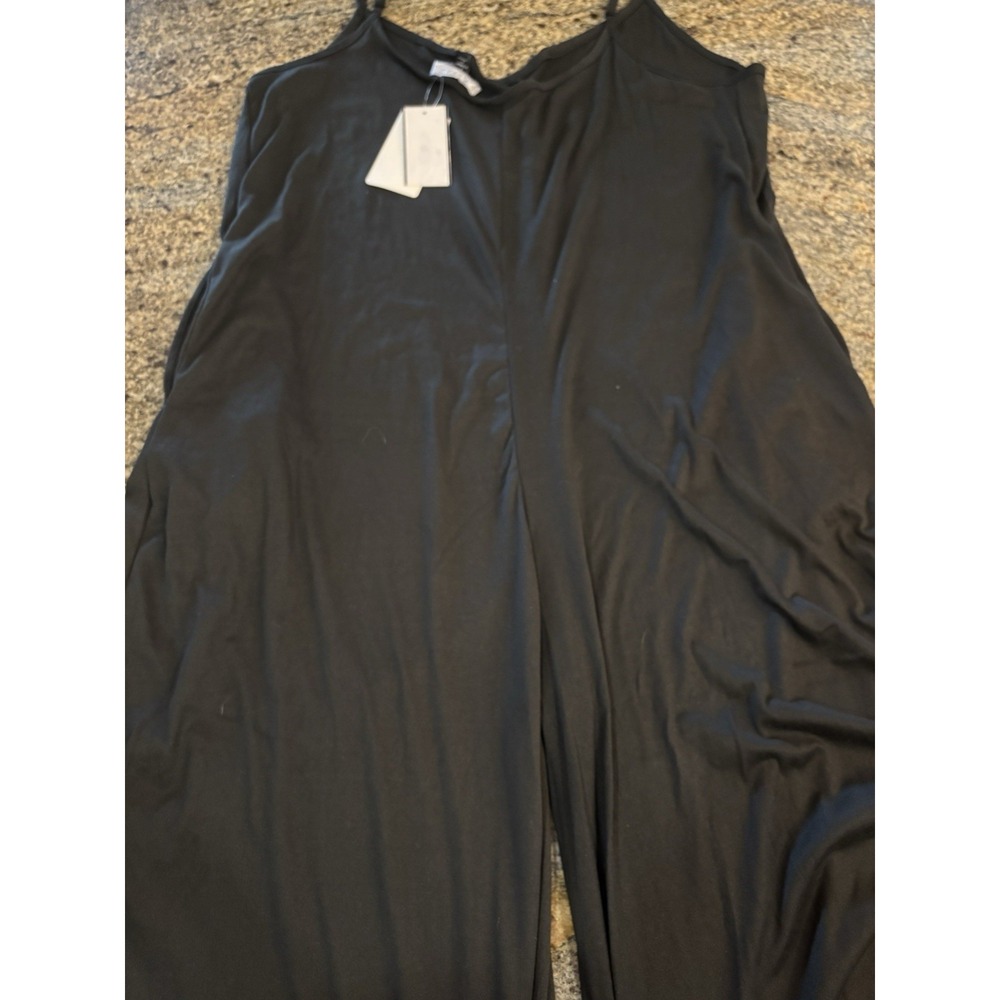 NWT J. Valdi Flowy Jumpsuit Swim Cover Up Jumpsuit Black Size Large - Picture 10 of 12